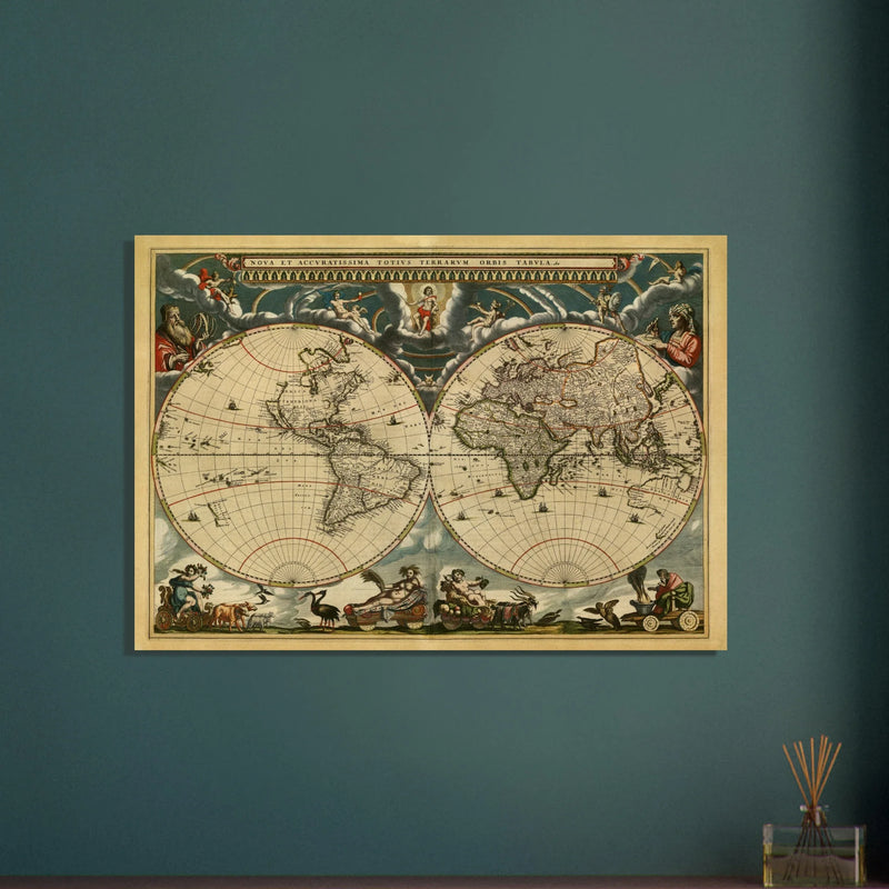 World map Nova et Accuratissima Totius Terrarum Orbis Tabula by Joan Blaeu