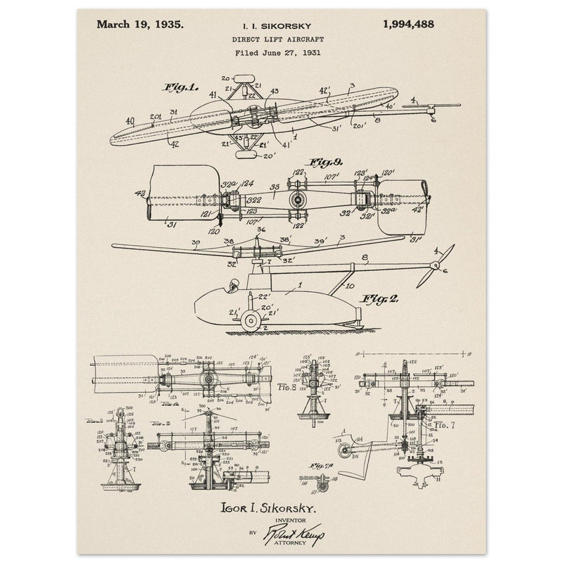 Direct Lift Aircraft patent by Sikorsky. Helicopter ancestor