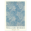 William Morris Marigold art print. Vintage wallpaper reproduction. Blue floral pattern.