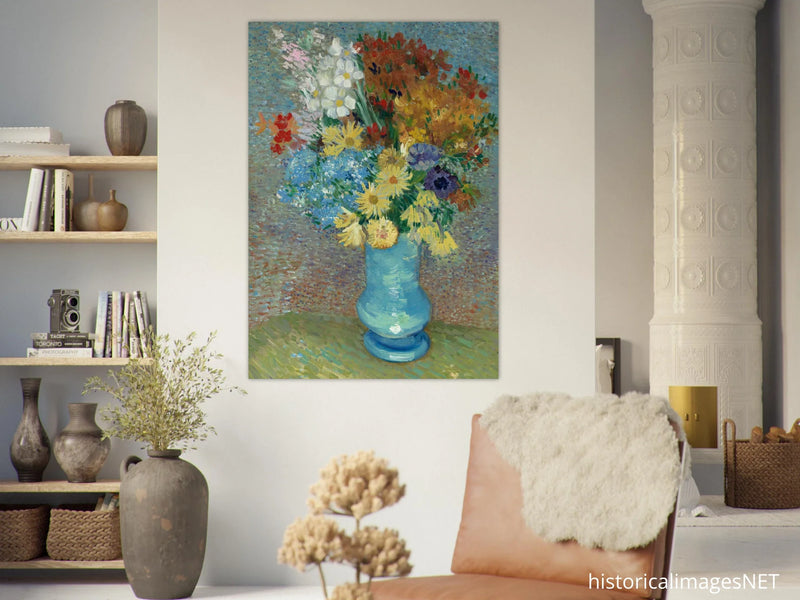 Flowers in a blue vase Vincent Van Gogh
