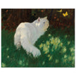 White Cat and Butterflies old painting by Arthur Heyer .