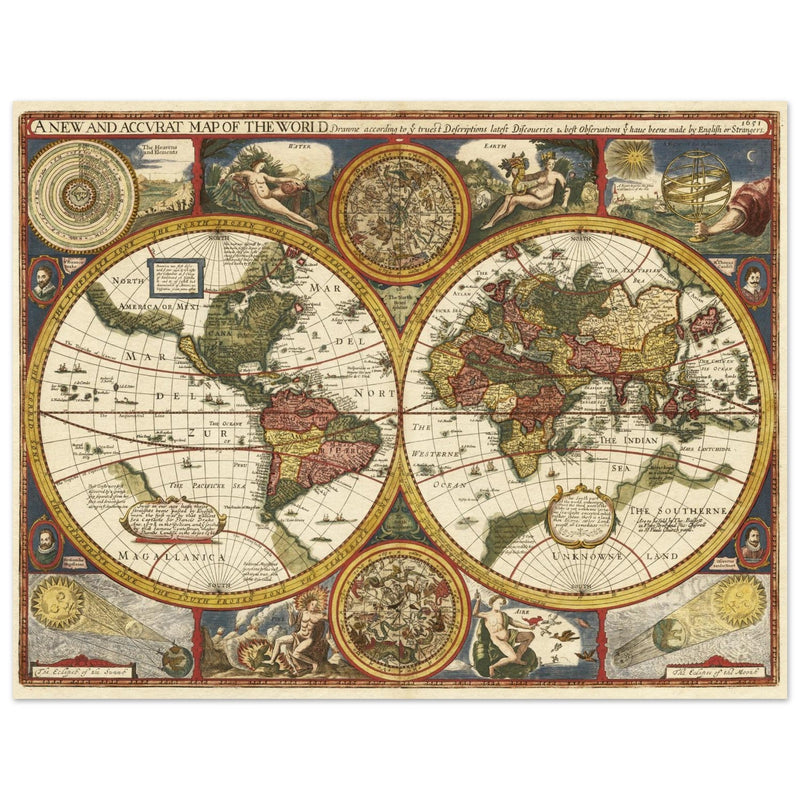 John Speed Ancient double hemisphere world map.
