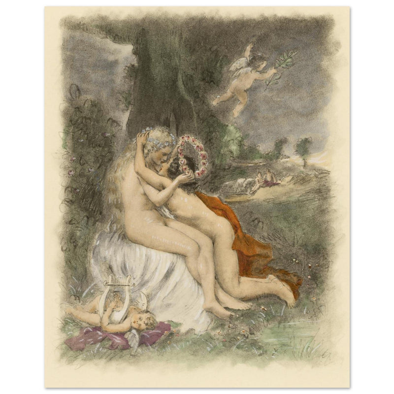Paul Emile Becat erotic illustration Les Baiseres XX ( The Kisses ) The crown of flowers