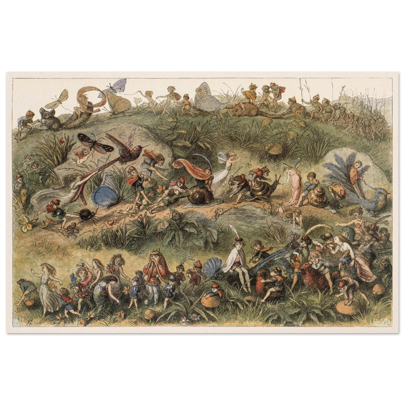 Richard Doyle fantasy illustration part Fairyland book. Triumphal march of the Elf king.