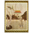 Edmund Dulac and one of his illustration for Princess Badoura fairy tale. Prince Camaralzaman and the Birds.