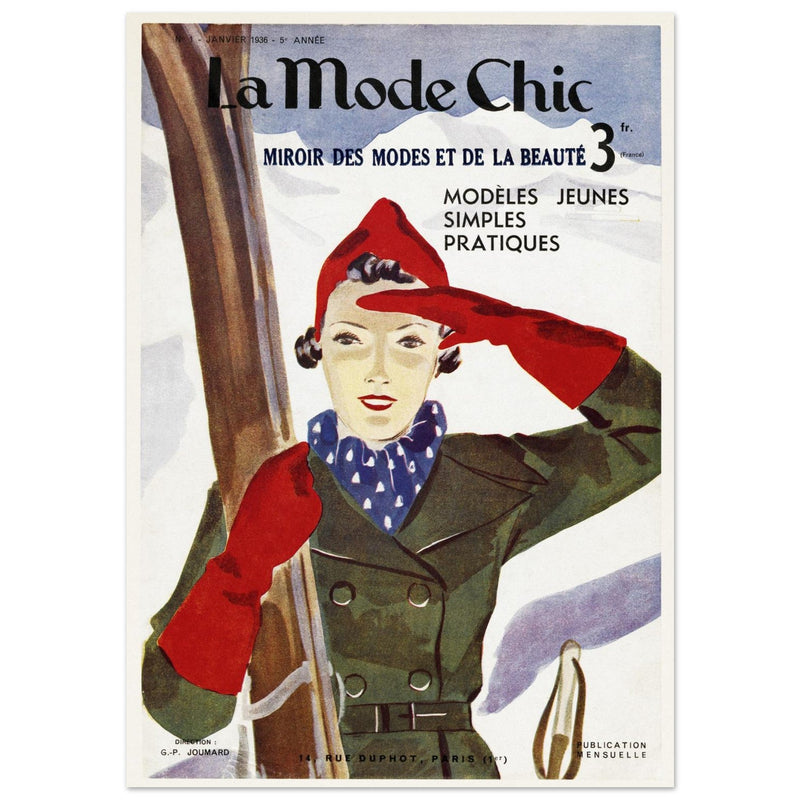 La Mode Chic old vintage fashion magazine cover from the 30s. January 1936.