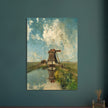 Old dutch windmill painting by Paul Gabriel XIX Century.
