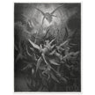 Gustave Dore  Paradise Lost engraving . Dawnfall of Satan with his fallen angels driven out from Heaven .