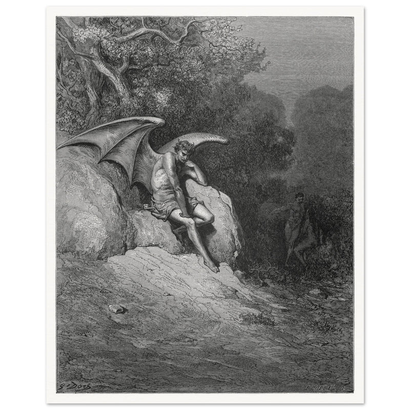 Gustave Dore Paradise Lost engraving .Satan's contemplation upon observing the beauty of Earth.