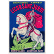 Saint George killing the dragon vintage liquor poster Enric Llado .