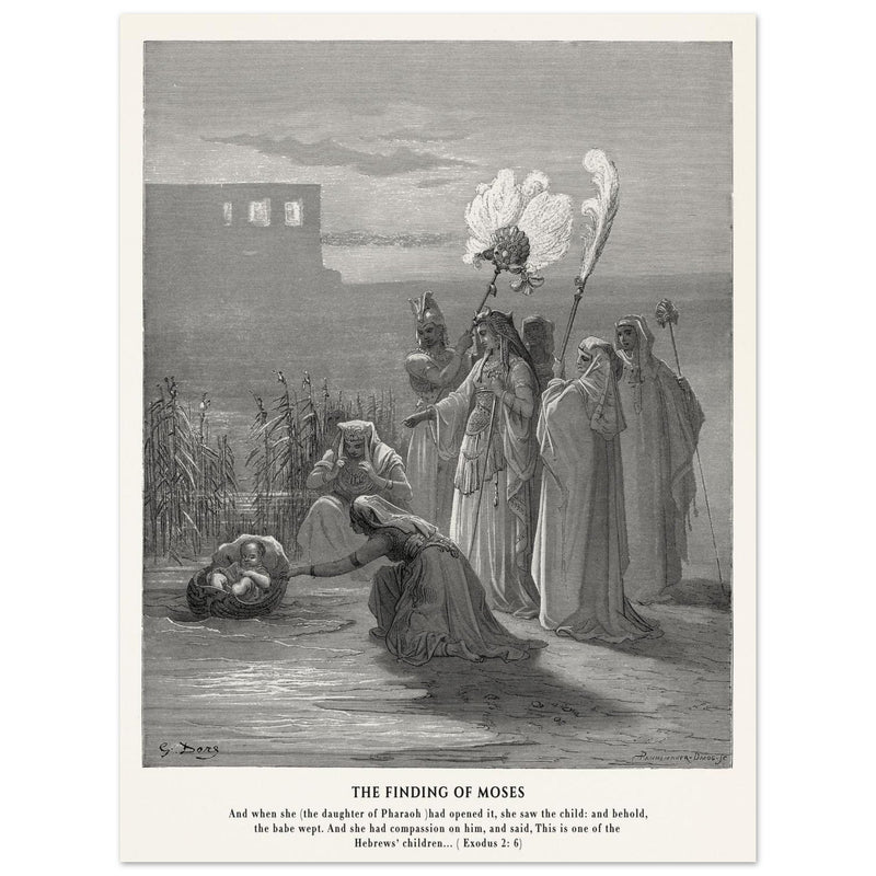 Gustave Dore The Bible engraving print . The finding of Moses illustration .