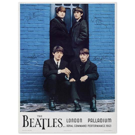The Beatles Royal Command concert London Palladium Venue. Vintage music poster reproduction.