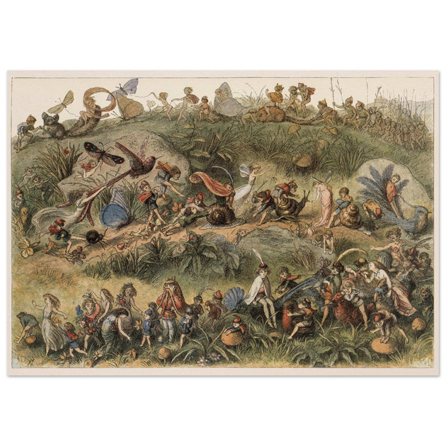 Richard Doyle fantasy illustration part Fairyland book. Triumphal march of the Elf king.