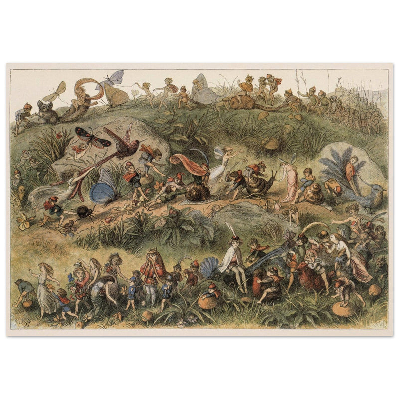 Richard Doyle fantasy illustration part Fairyland book. Triumphal march of the Elf king.