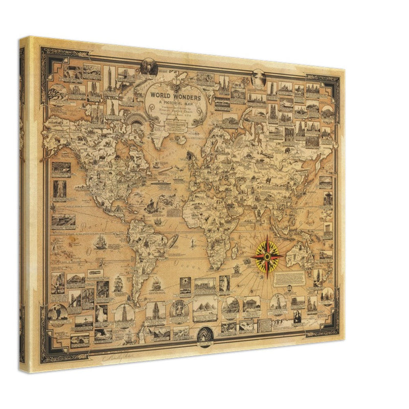 Pictorial old map of the world by Ernest Dudley