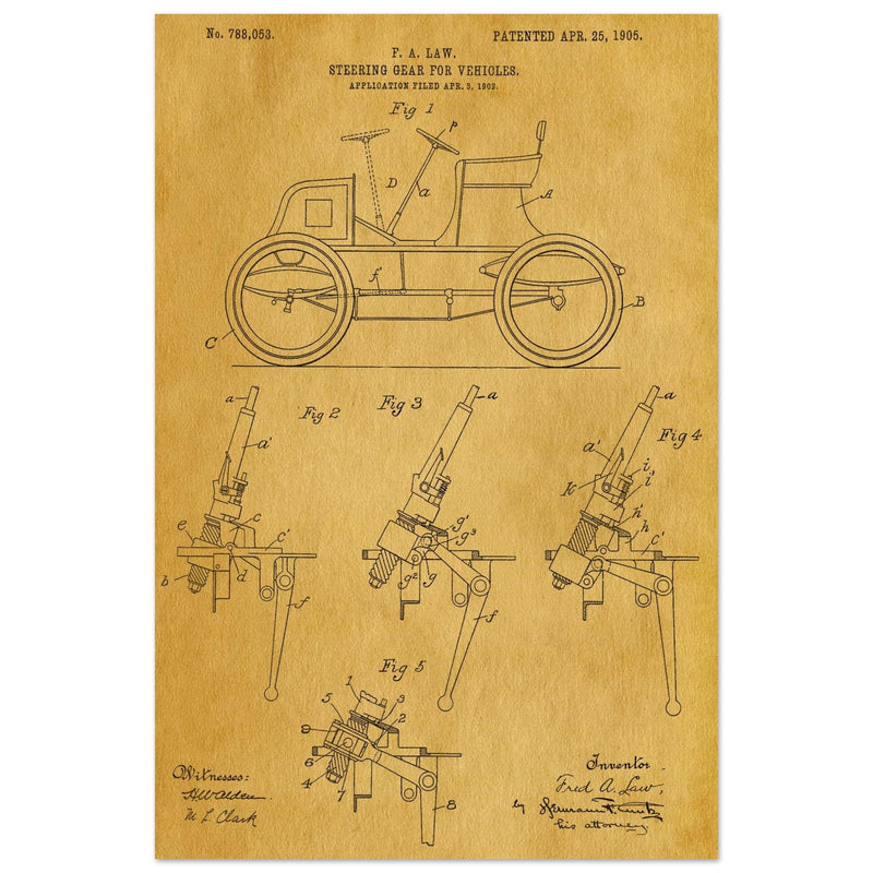 Steering Gear for vehicles patent illustration.