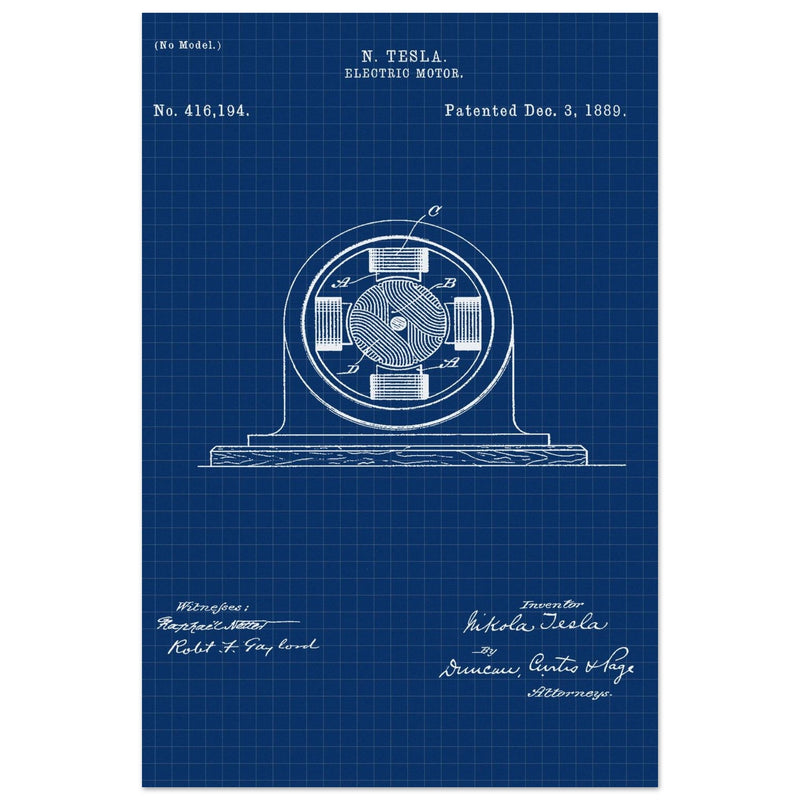 Electric Motor  patent 416194 by Nikola Tesla.