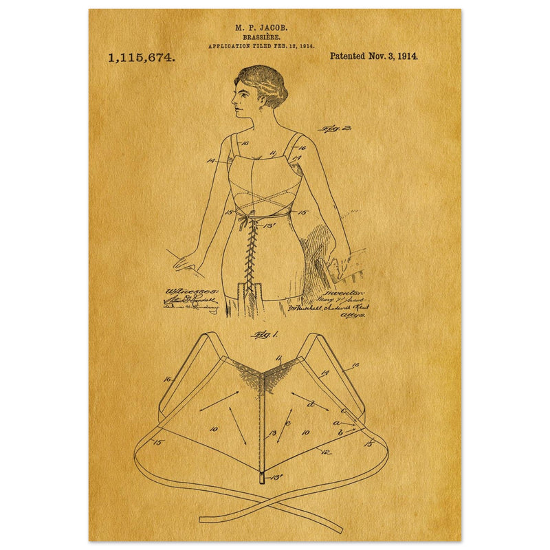 Brassiere patent drawing by M P Jacob.