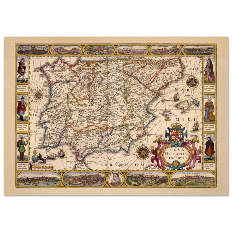 Nova Hispaniae ancient map reproduction of 1610 by Jodocus Hondius based on Gerhard Mercator