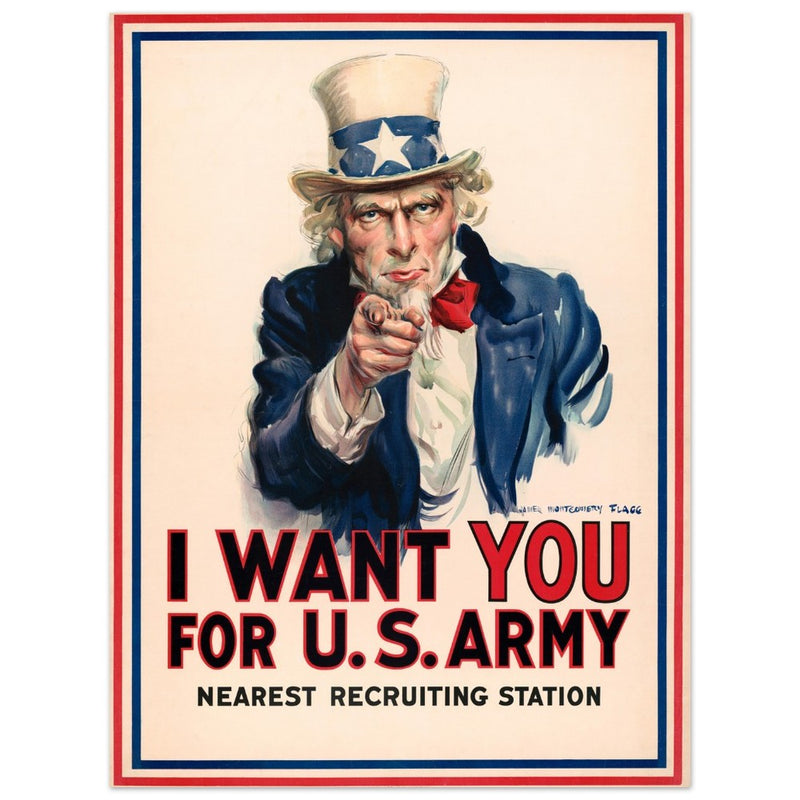 I want you for us army poster. World War I recruiting propaganda.