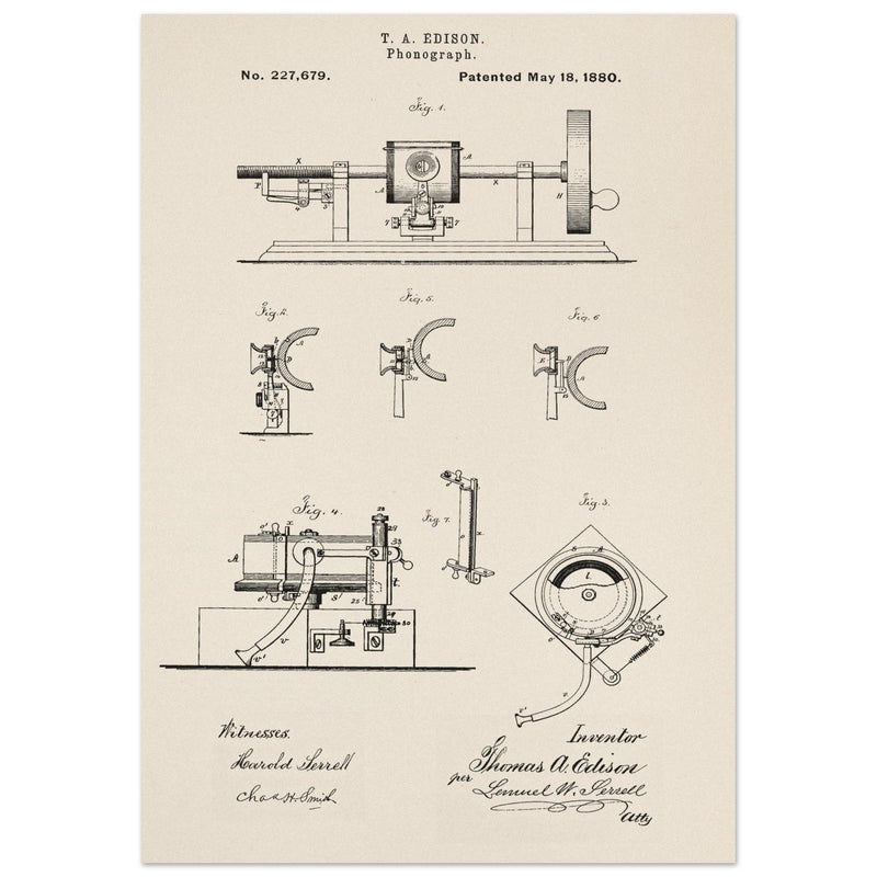 The Phonograph patentby Thomas Alva Edison. Patent 227679