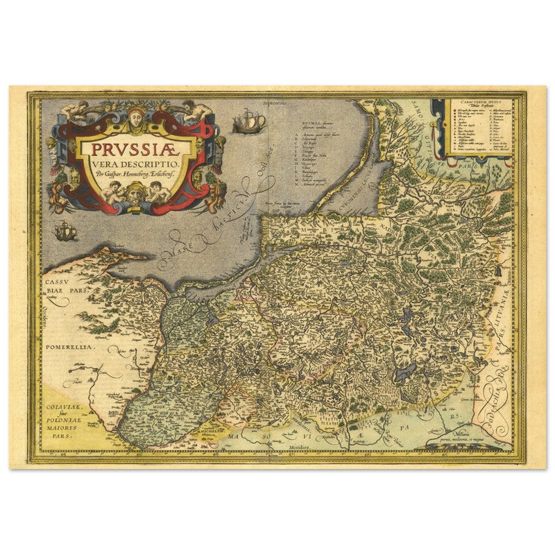 Ancient map of Prussia by Abraham Ortelius. Historic vintage map of 1570.