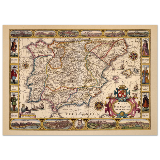 Nova Hispaniae ancient map reproduction of 1610 by Jodocus Hondius based on Gerhard Mercator