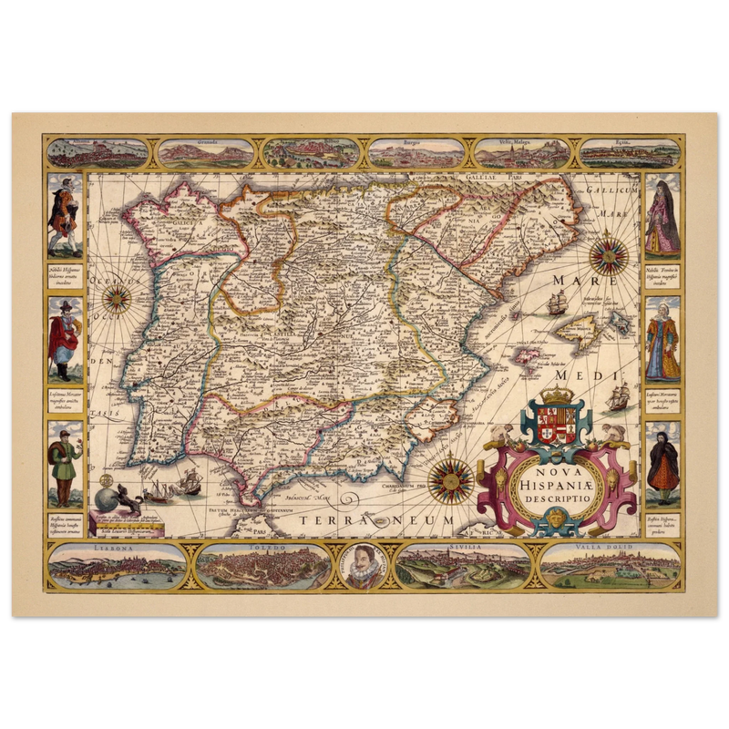 Nova Hispaniae ancient map reproduction of 1610 by Jodocus Hondius based on Gerhard Mercator