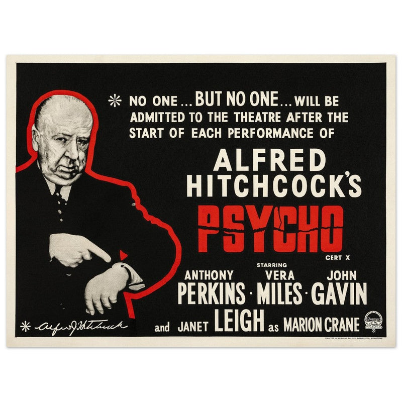 Psycho by Alfred Hitchcok's movie poster.