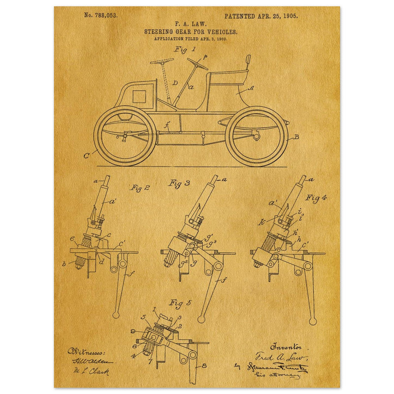 Steering Gear for vehicles patent illustration.