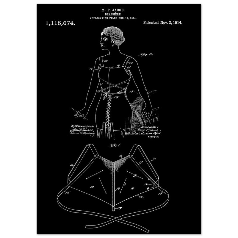 Brassiere patent drawing by M P Jacob.