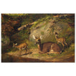 Doe and Two Fawns by Arthur Fitzwilliam Tait  1882. Deer inside forest.