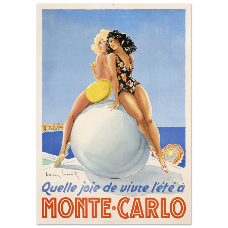Louis Icart Monte Carlo vintage promotional poster . Historic