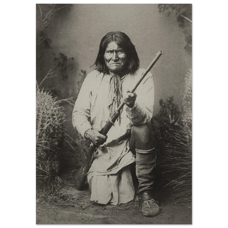 Geronimo Apache leader.  Portrait of native american indian.