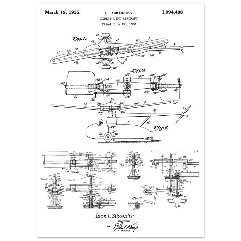 Direct Lift Aircraft patent by Sikorsky. Helicopter ancestor