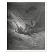 Gustave Dore Paradise Lost engraving . Satan wounded in battle experiences pain for the first time.