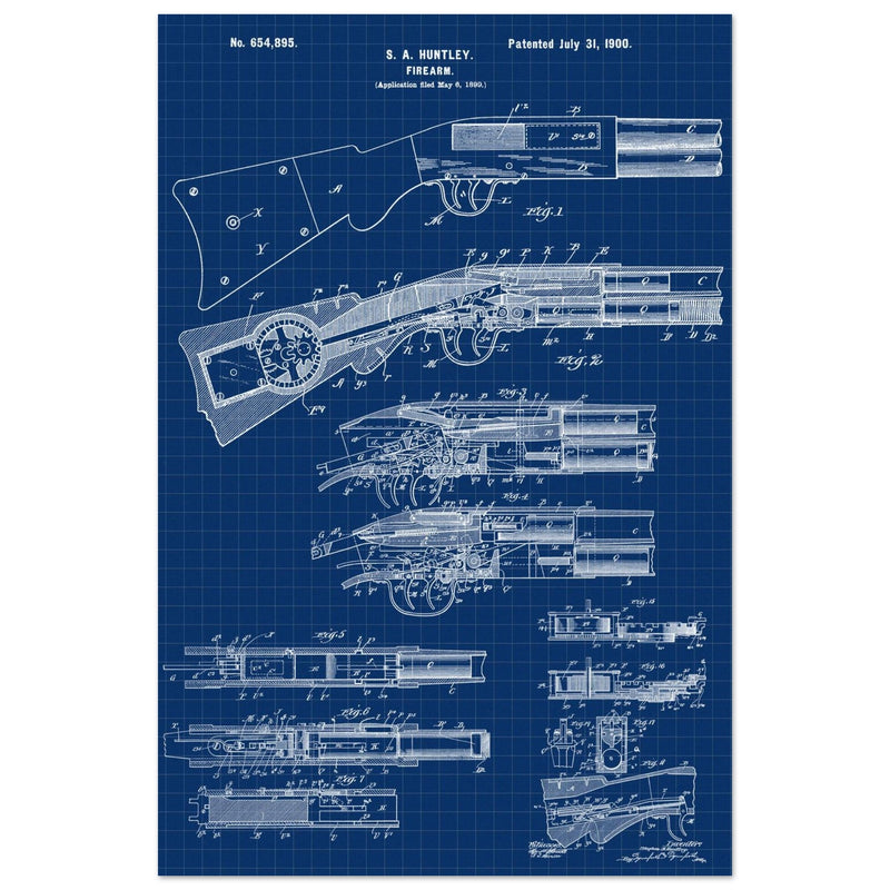Firearm historic patent 1900. Matte paper