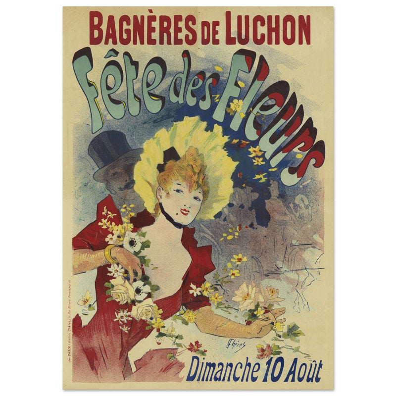 Bagneres de Luchon Fete de Fleurs Flower festival vintage poster.