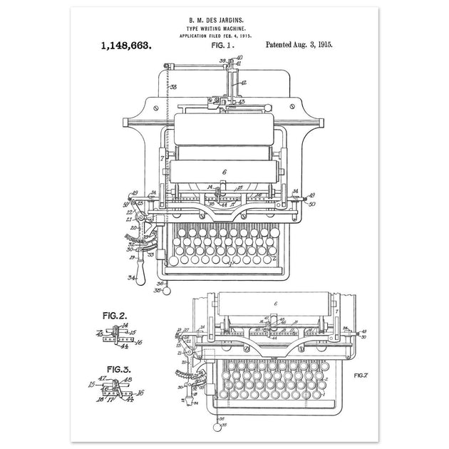 vintage type writing machine patent.