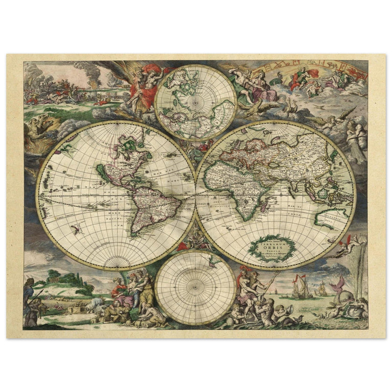 Ancient old world map of 1689 by Gerard van Schagen.