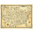 United States of America vintage map by Ernest Dudley Chase celebrating landmarks and national symbols of identity.