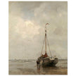 Jacob Maris old marine painting Bluff-bowed Fishing Boat on the Beach at Scheveningen.