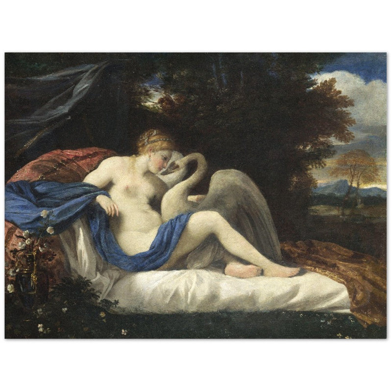 Leda and the Swan by Pier Francesco Mola.  of antique painting. Greek mythology