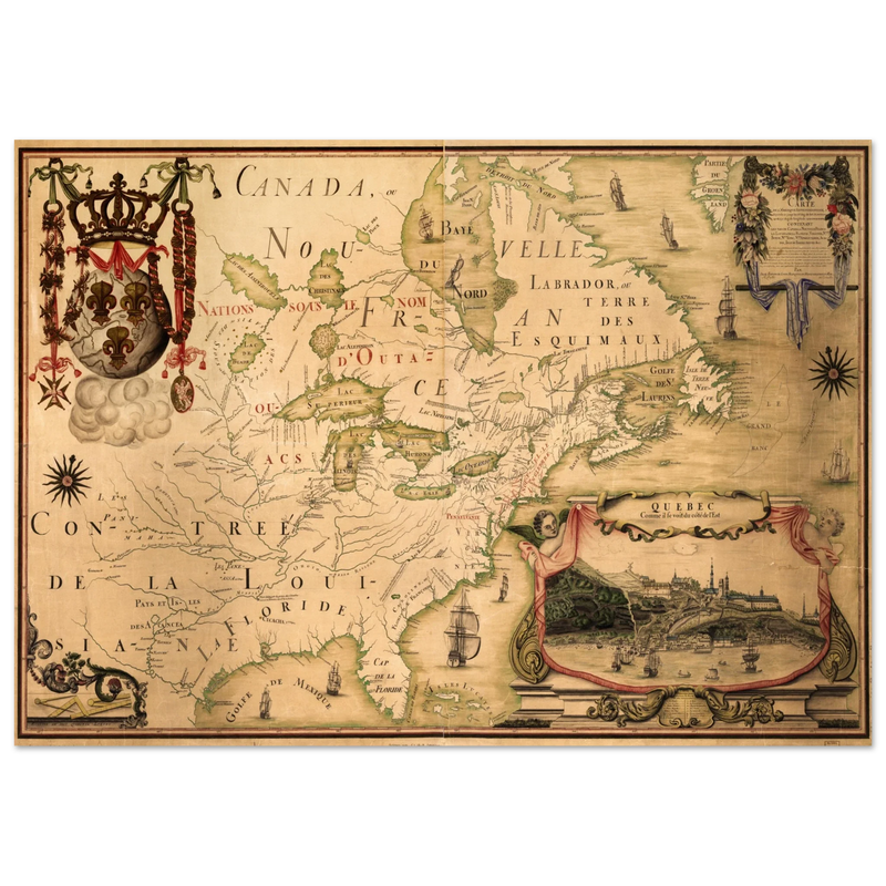North America map. Canada, ou Nouvelle France by Jean-Baptiste Louis Franquelin