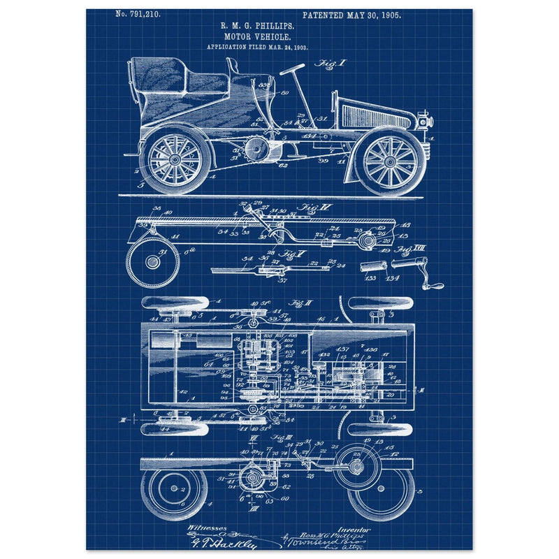 Motor Vehicle patent. Vintage car illustration.