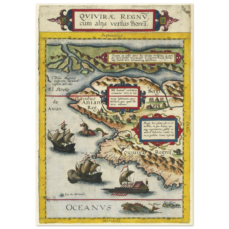 Quivira ancient map. Ancient North American cartography by Cornelis de Jode XVI century.