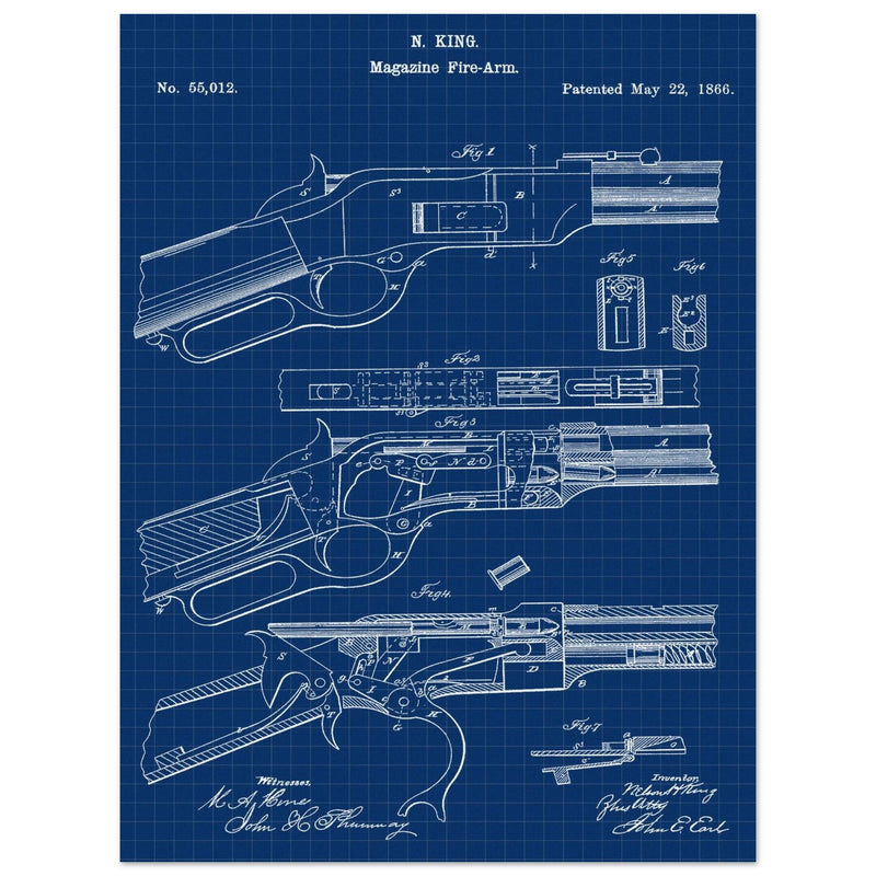 Magazine Fire arm patent 55012 by N kinf.