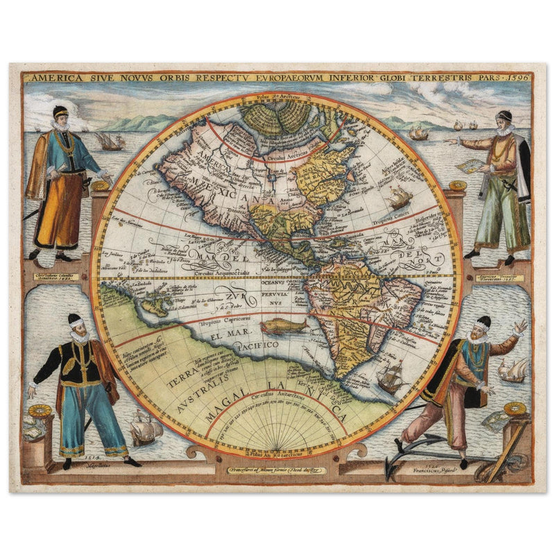 Ancient map of America XVI century by Theodor de Bry.