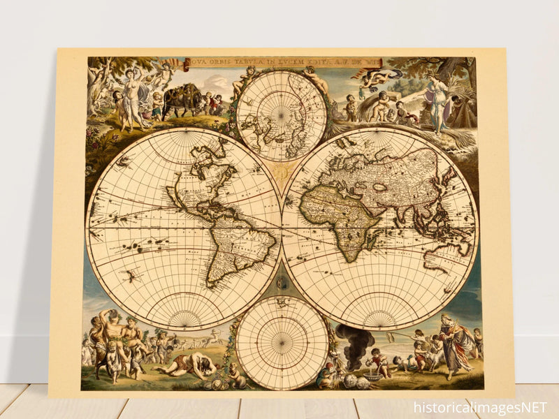 Ancient world map. Nova orbis tabvla in lvcem edita by Frederik de Wit