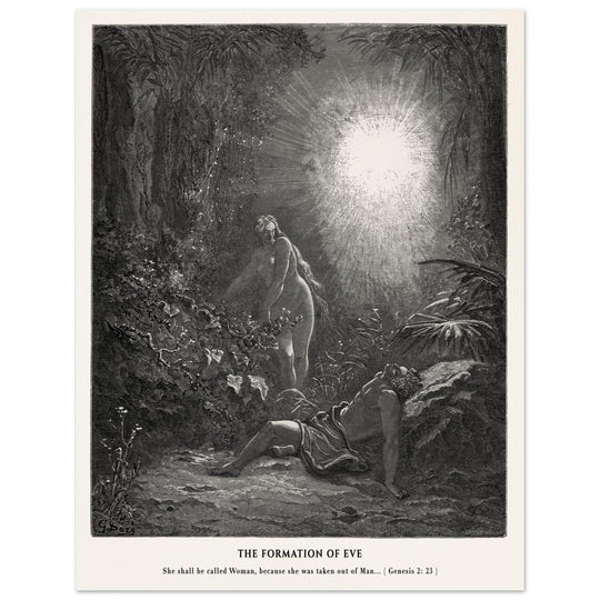 Gustave Dore The Bible engraving print . The Formation of Eve illustration .